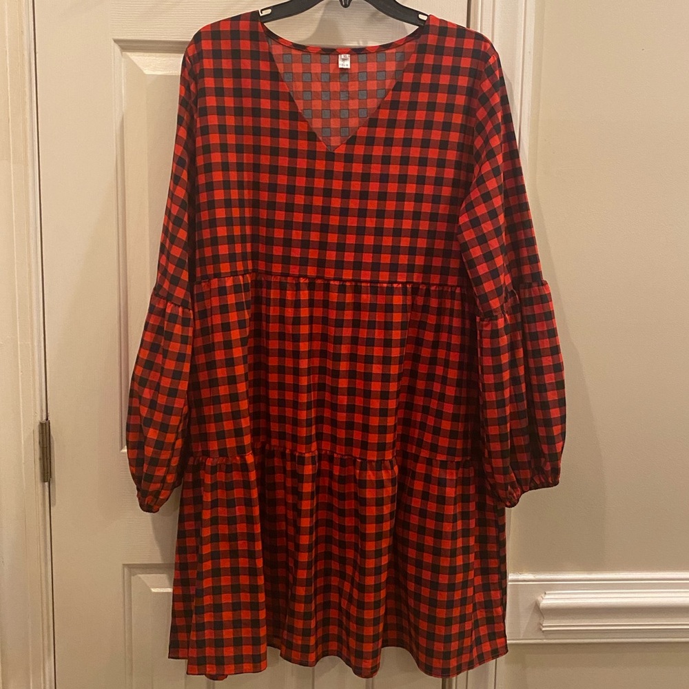 Black and Red Plaid Tunic Dress